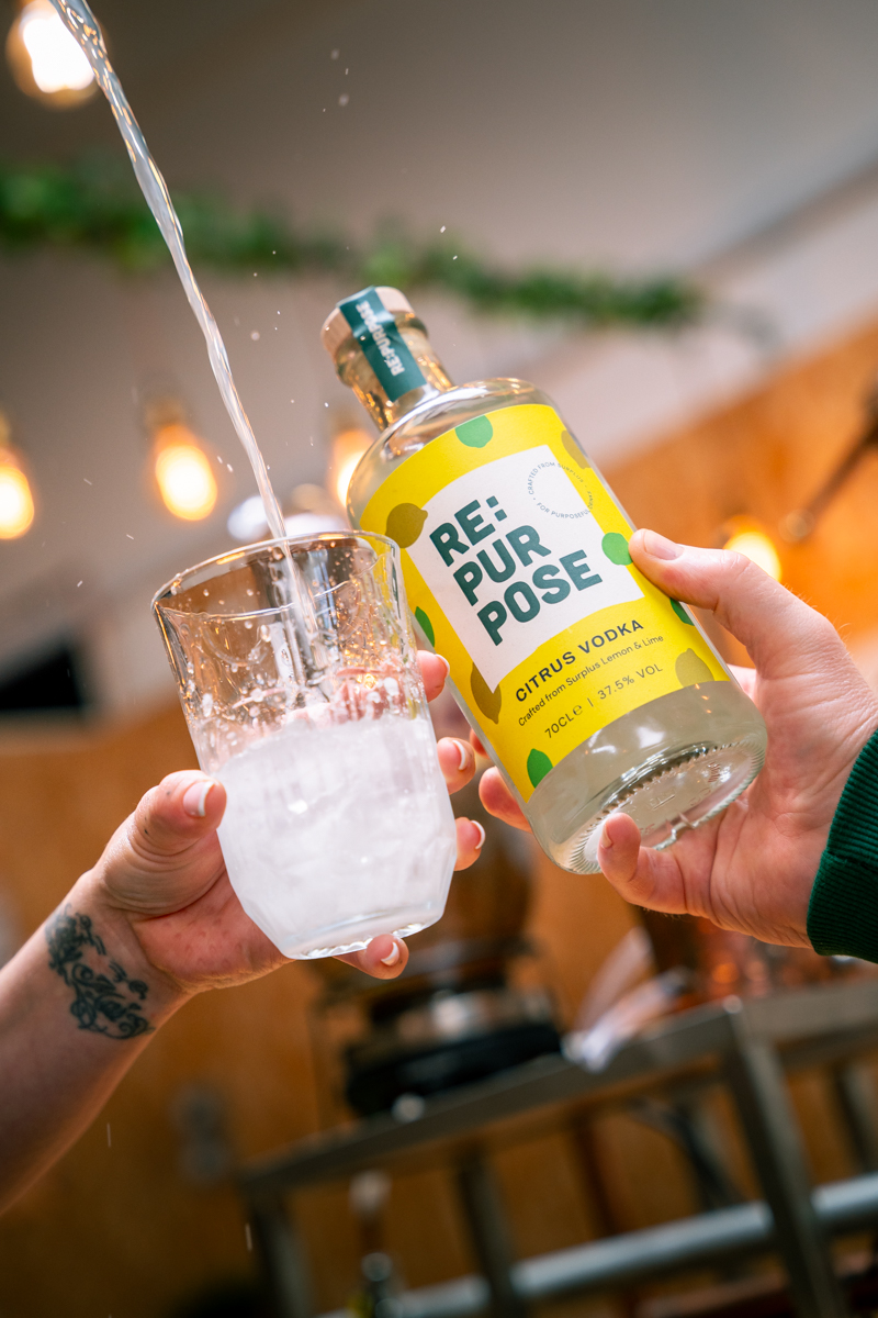 RE:PURPOSE Citrus Vodka being poured